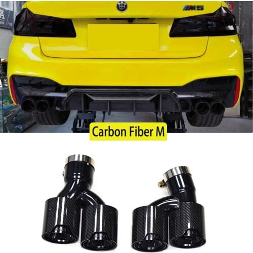 Vorious styles 1 to 2 Carbon fiber h shape modified car rear exhaust muffler tip fit for BMW 2018 5 series 525 528 530 G30 G38