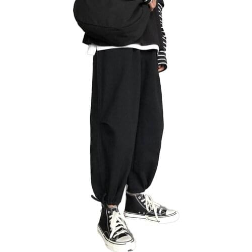 Джинсы Men Jeans Fashion Soft Breathable Ankle Tie Drawstring Loose Pants Ninth Trousers Spring and Autumn 2021