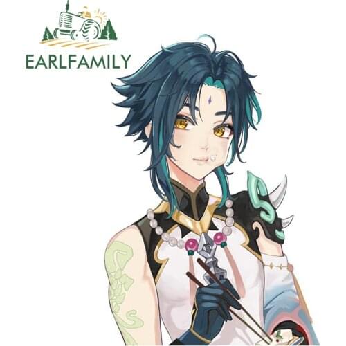 EARLFAMILY 13cm x 9cm for Xiao Genshin Impact Vinyl Car Stickers Anime JDM Decals Sunscreen Waterproof Creativite Decoration