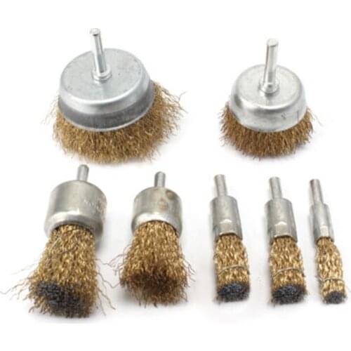 7Pcs Bowl Wire Brush 6MM Shank Grinding Wheel For Metal Rust Removal Polishing Rotary Derusting Tool Electric Drill Brush Bit