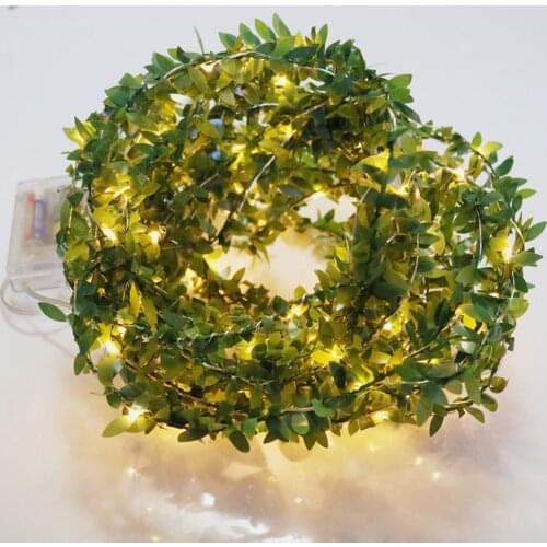 Green Leaf LED String Light Garland Vine Fairy Lights DC 4.5V Flex Copper Battery Power Party Wedding Decoration 2M 3M 5M 10M