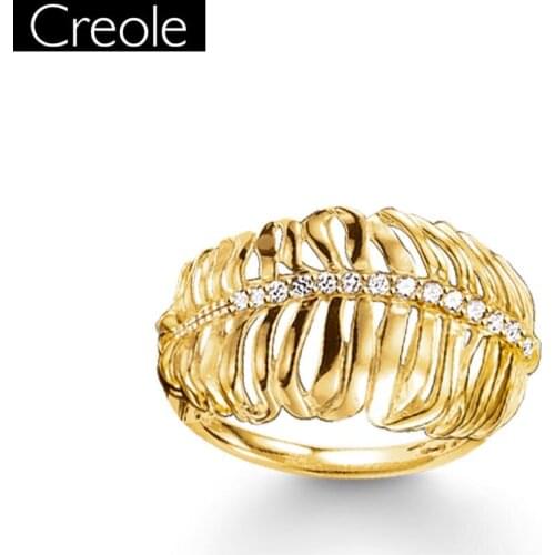 Rings Gold Feather 925 Sterling Silver Trendy Gift For Women, Europe Style Jewelry Eternity Rings Fashion Jewelry Wholesale