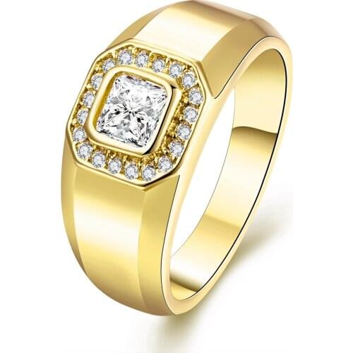 Womens Mens Yellow Gold Filled Ring Size 10 Square Cut