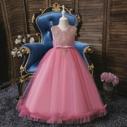 Lace Flower Girls Frocks For Wedding First Communion Dresses Party Prom Princess Gown Pageant Long Fluffy Dresses 8 10 12 14 Yrs