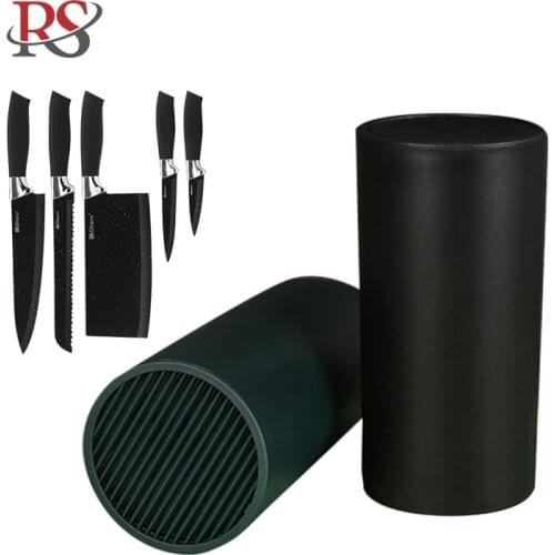 Kitchen Knife Set Storage Bucket Thickened Plastic Knife Holder Black Dark Green Cylinder Knife Holder