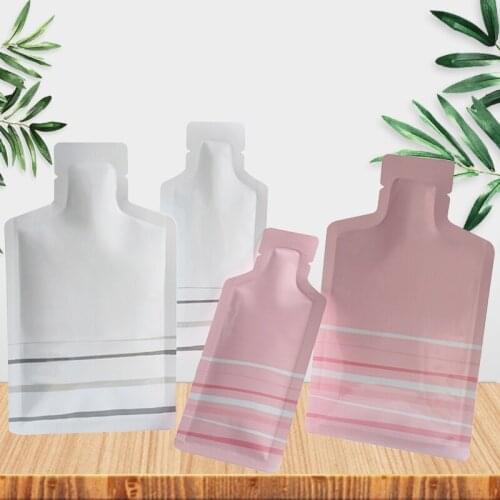 Leotrusting Pink/White Bottle Shape Aluminum Foil Open Top Bags Shampoo Powder Cream Liquid Trial Packaging Bag Heat Seal Bags