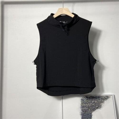 2021 summer mens dark wind stand collar sleeveless loose vest solid color simple versatile youth vest mens wear