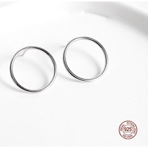 LKO Prevent Allergy 925 Sterling Silver Stud Earrings For Women Trendy Jewelry Geometry Round Shaped Accessories Jewely Gifts