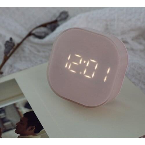 Mini Square Silent Bedside Alarm Clock USB Intelligent Temperature Sensing Magnetic Attraction Luminous Wall Clock Desk Decor