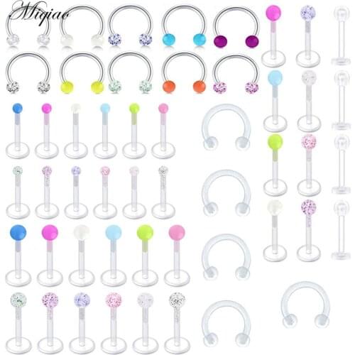 Miqiao Fashionable Sweet Acrylic Set Multifunctional Glitter Transparent Lip Nail Nose Ring Exquisite Piercing Jewelry