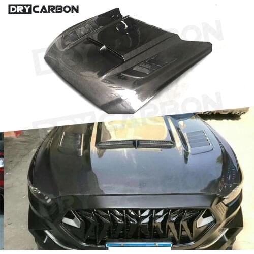 For Ford Mustang Coupe Convertible 2 Door 2015-2017 Carbon Fiber Front Hood Covers Bumper Engine Bonnet Decoration Trims