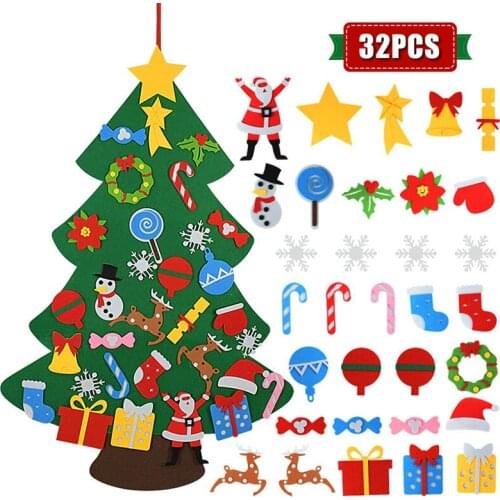 New Year Gifts Kids Diy Felt Christmas Wall Ornaments Xmas For Home Tree Decorations Hanging
