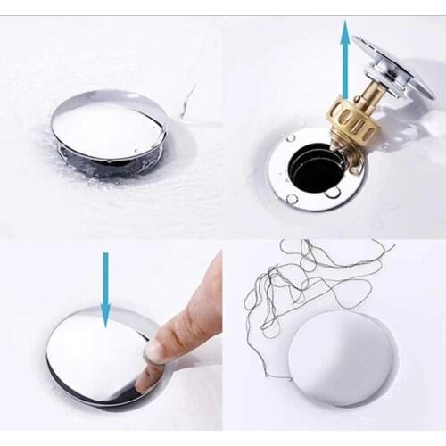 Wash Basin Bounce Drain Filter Ejector Core Stainless Steel Press Type Leaking Plug