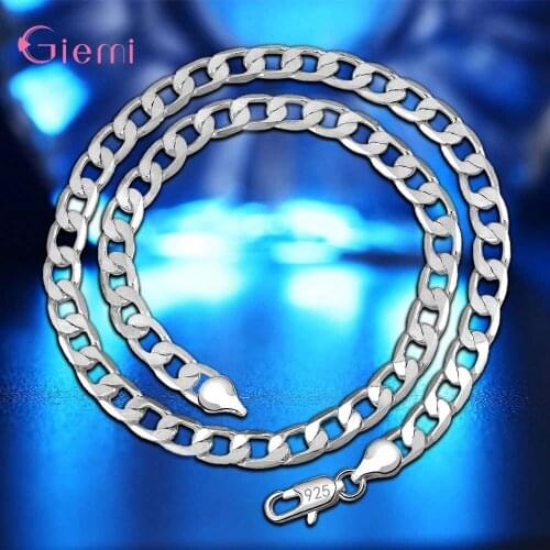 Free Shipping Genuine 925 Sterling Silver Sideways Chain Necklaces 16/18/20/22/24 Inches For Choice High Quality Fashion Jewelry