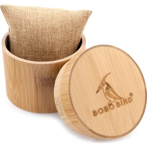 BOBO BIRD Gift Bamboo Watch Round Case Solid Bamboo Round box Top Quality Cylinder Jewelry Set Storage Case