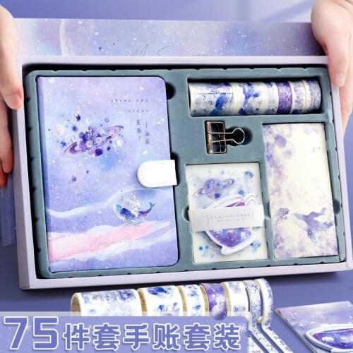 Gift Box Set Stationery Girl Heart Fresh Magnetic Buckle Book Sticker Tape Diy Material Boutique Notebook Set Exquisite Gift