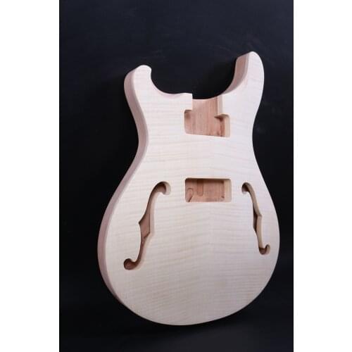 Semi-hollow Electric guitar body Mahogany+flame maple veneer Hand-made Unfinished