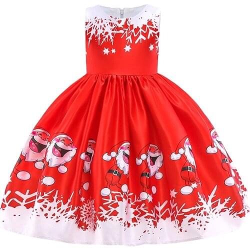 Santa Claus Snowflakes Party Girl Dress Ball Gown Baby Dress Bow Children Girl Christmas Dresses 8 10 Years SD036B