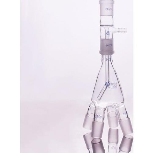 Straight Rotary vacuum receiver,Capacity 150ml,Joint 24/29,Four-way distillation receiving tube