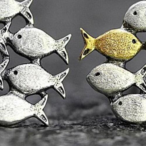 Animal Themed Fish-shaped Alloy Earrings Shoals of Tiny Fish Ear Decor Jewelry for Women Girls SANA889