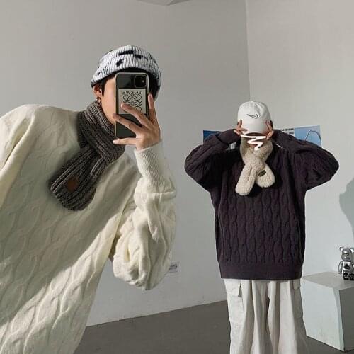 Couple Sweaters 2021 Winter New Casual Korean Streetwear Pullovers Woman Sweater Fashion Solid Color Man Clothing