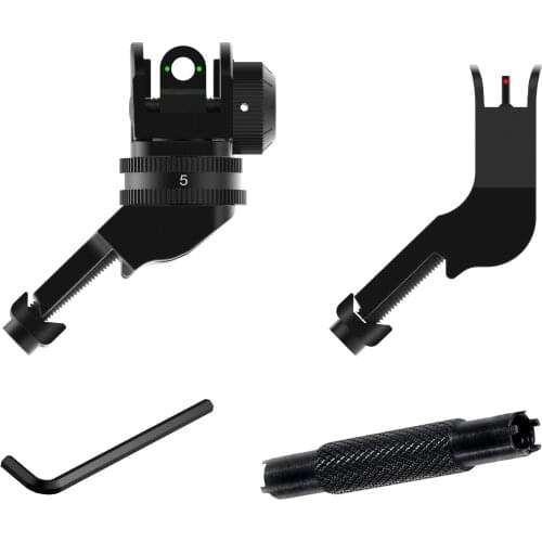 Tactical 45 Degree Offset Fiber Optic Iron Sight Fiber Sights Fit Picatinny Weaver Rail With Dual Front Sight For Hunting