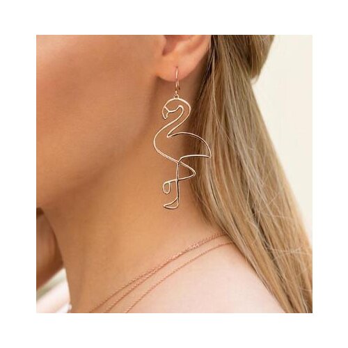 Drop Earrings For Woman Punk Rock Fashion Fringe Earing Vintage Jewelry Women Geometric Openwork Flamingo Retro Animal Earrings