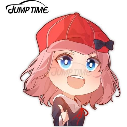 Jump Time 13 x 12.5cm Cute Girl Car Decor Anime Avatar Car Accessories Funny Laptop Camper Waterproof Vinyl Car Stickers