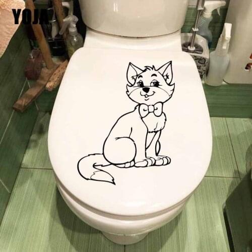 YOJA 19.3X24.6CM Wall Stickers Cute Cat Animal For Childrens Room Pets Toilet Seat Decal T5-0100