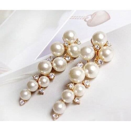Fashion Elegant Grape Bunch Imitation Pearl Stud Earrings Fine Crystal Big Earrings Jewelry for Women boucle d'oreille