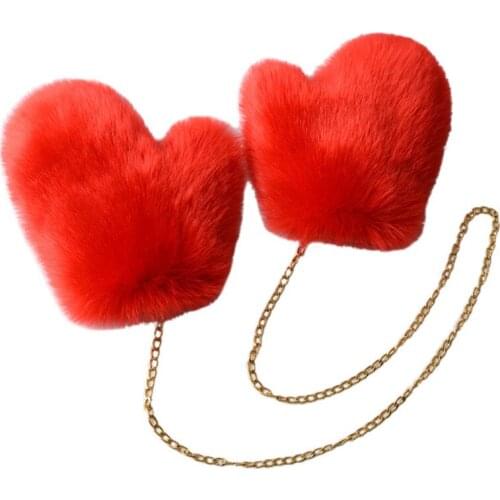 Winter Womens Faux Fur Gloves Eco-friendly Artificial Fox Fur Mittens Women Fashion Cute Plush Hand Warmer S2474