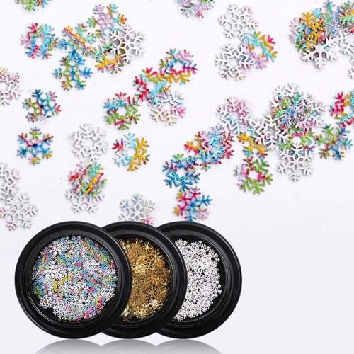 1 Bottle Christmas Nail Art DIY Snowflakes Metal Sequins Winter Snow Nail Iridescent Flakes Decorations For Nails