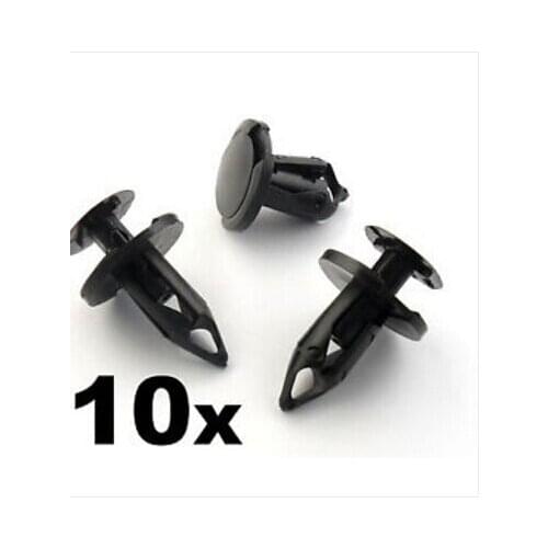 10x 8mm Long Black Trim Clips- Perfect for VW T4 & T5 Carpet & Van Linings