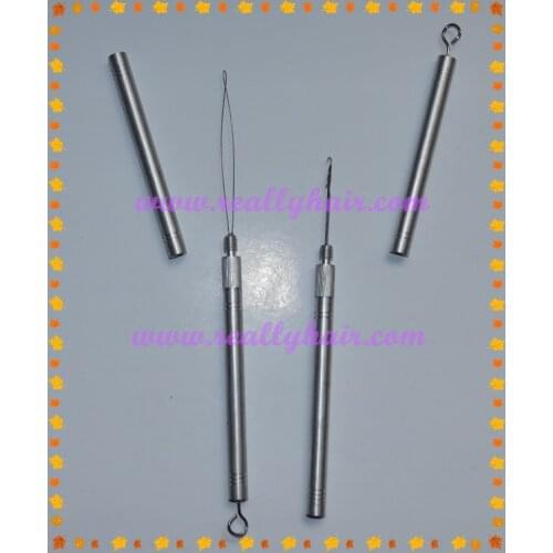 Free shipping 12pcs/Lot ,Aluminum Handle Pulling Loop Needle &Hook Needle Hair Extensions,Hair Extension Tools