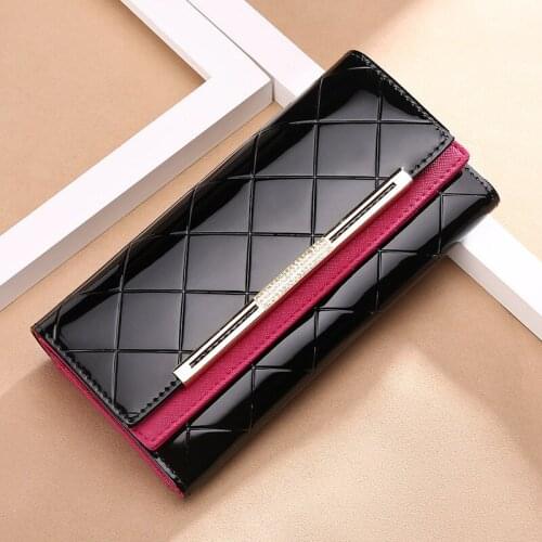 2021 Leather Womens Folding Wallet Ladies Handbag Long Purse Large Capacity Card Cash Holde Clutch Bag