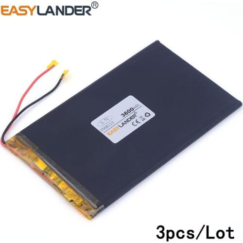 3pcs /Lot 3.7V 3600mAh 3568113 lithium Li ion polymer rechargeable battery For Tablet TALK7X Colorfly E708 Q2 AMPE A96 A13 A78