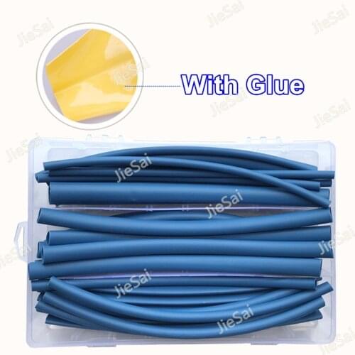 30Pcs 18cm Heat Shrink Tubing 3/1 3:1 With Glue 6 Size Insulation Wrap Sleeving Blue Dual Wall Tube Car Cable