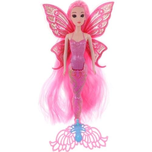 30cm Pink Modern Girl Magical Mermaid Doll with Wing Kids Birthday Gift Children Pretend Play Toy Cake Toppers