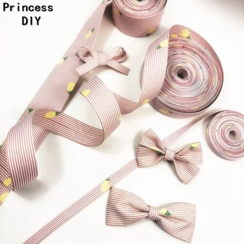 5Meter 10 25 40mm Pink Stripe Pineapple Ribbon 3/8" 1" 1.5 Printed Layering Tape DIY Hair Bow Tie Accessories Material