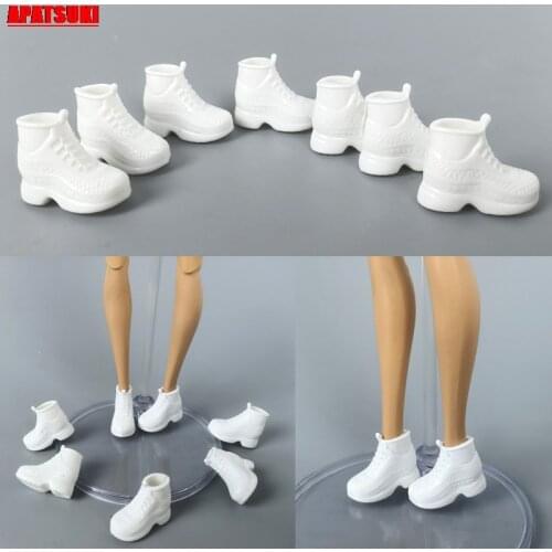 5pairs/lots White Flat Doll Shoes for Barbie Doll Shoes White Boots Shoes for 1/6 BJD Dolls Accessories Dollhouse Kid Toy