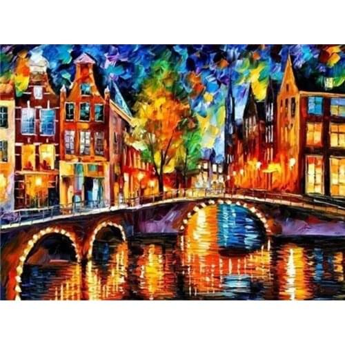 5D DIY Diamond Painting Abstract House Handicraft Rhinestone Kit Sale Diamond Embroidery Town Landscape Home Decoration