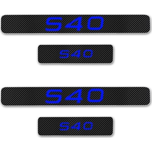 Car Door Sill Scuff Plate For Volvo S40 Reflective 4D Carbon Fiber Sticker Welcome Pedal Threshold Auto Accessories 4Pcs/set