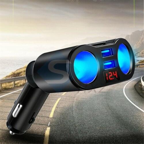 DC12V Dual USB Car Charger 3.1A Cigarette Lighter Socket Splitter Plug LED Car-Charger Adapter for Phone MP3 1 for 3 Car Charger
