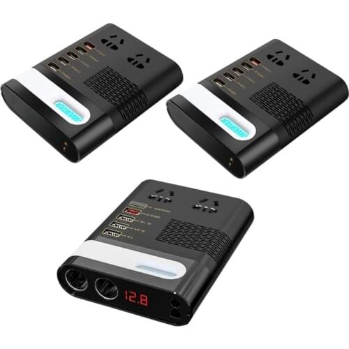 200W Car Power Inverter DC 12V/24V to AC 220V Voltage Converter Short Circuit Automatic Protection QC 3.0 USB Charger