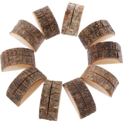 10pcs Rustic Natural Wood Table Name Number Place Card Holder Memo Note Photo Picture Clip Decor Wedding Party Ornaments 2019