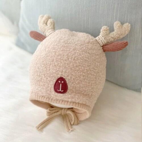 Baby hat autumn and winter cute super cute girl plush hat winter boy ear protection wool hat warm hood