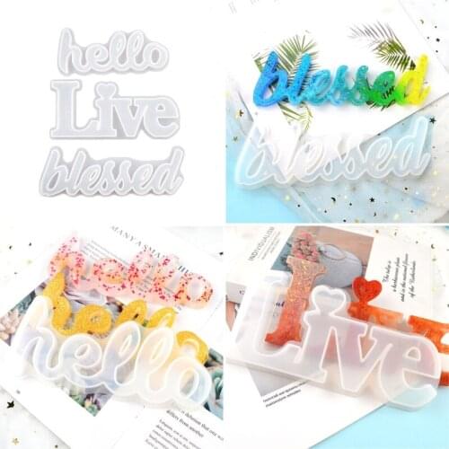 DIY Hello Blessed Live Letter Resin Casting Molds English Letters Love Pendant Silicone Jewelry Resin Mold Craft Tools X4YA