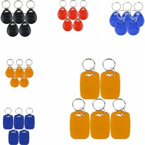 DIYSECUR 50pcs/lot Blue Black Red Yellow 125Khz RFID Card Keyfobs for Access Control And Other RFID Reader Use