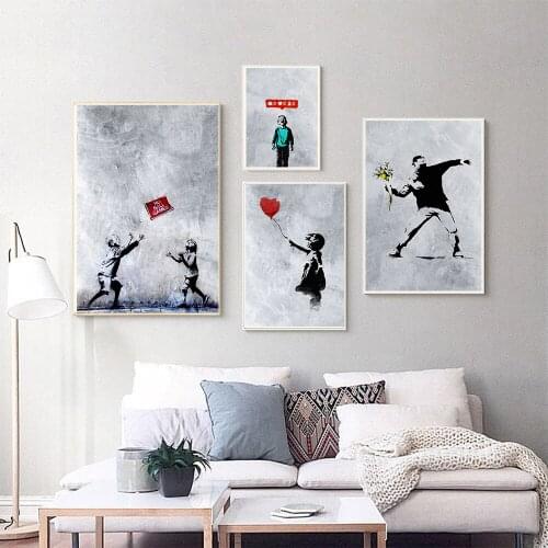 Banksy Street Graffiti Art Mural Poster Family Room Canvas Paintings Cuadros Wall Decoration Canvas Art Home Decor No Frame