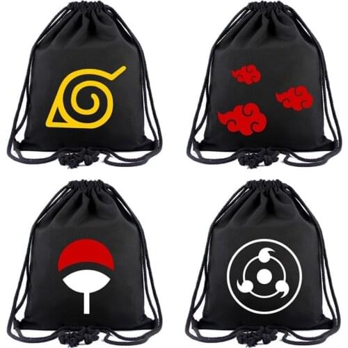Naruto Students Canvas Bag Drawstring Bag Anime Backpack